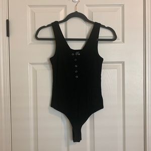 Ribbed Black Bodysuit